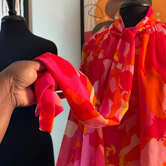Vibrant Pink, Yellow, and Orange Blouse - Picture 5 of 7
